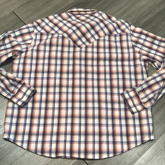 Wrangler Vintage Pearl Snap Plaid Flap Chest Pocket Ling Sleeve Shirt - Picture 4 of 10